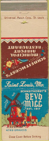 Matchbook Cover - Schneithorts Airport Restaurant St Louis MO