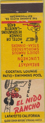 Matchbook Cover - El Nido Rancho Lafayette Ca windmill