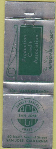 Matchbook Cover - Farmer Rancher Credit Bank San Jose CA ERROR
