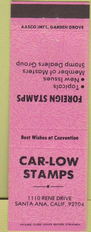 Matchbook Cover - Car Low Stamps Collector Santa Ana CA