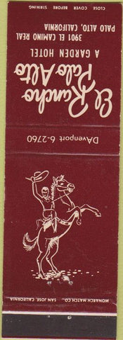 Matchbook Cover - El Rancho Hotel Palo Alto CA cowboy
