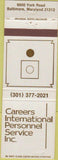 Matchbook Cover - Careers International Personnel Baltimore MD