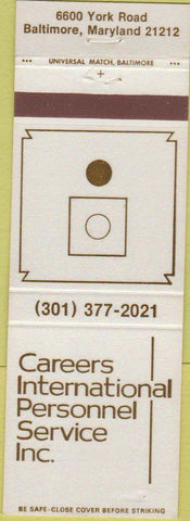 Matchbook Cover - Careers International Personnel Baltimore MD