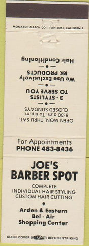 Matchbook Cover - Joe's Barber Spot no town