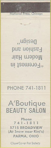Matchbook Cover - A'Botique Beauty Salon Parma OH