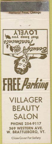 Matchbook Cover - Villager Beauty Salon W Brattleboro VT