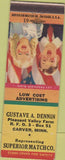 Matchbook Cover - Gustave Dennin Carver MN Sample