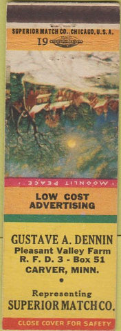 Matchbook Cover - Gustave Dennin Carver MN Sample