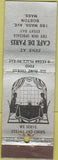 Matchbook Cover - Cafe De Paris Restaurant Boston MA
