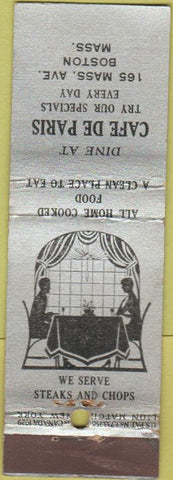 Matchbook Cover - Cafe De Paris Restaurant Boston MA