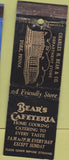 Matchbook Cover - Bear's Cafeteria Dept Store York PA