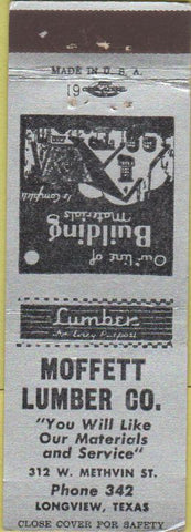 Matchbook Cover - Moffett Lumber Yard Longview TX
