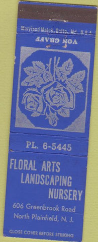 Matchbook Cover - Floral Arts Nursery North Plainfield NJ