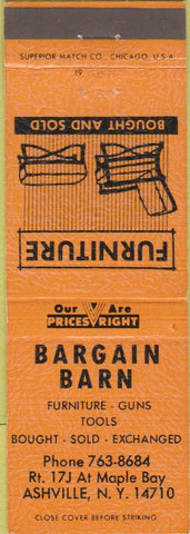 Matchbook Cover - Bargain Barn Pawn Shop Ashville NY