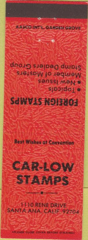 Matchbook Cover - Car Low Stamps Collector Santa Ana CA