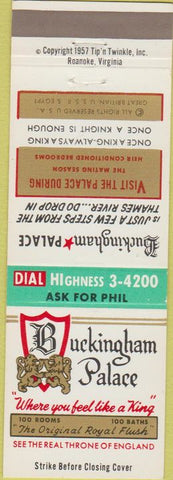 Matchbook Cover - Buckingham Palace Joke Spoof UK