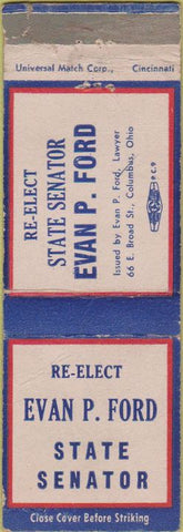 Matchbook Cover - Vote Evan Ford State Senator  OH