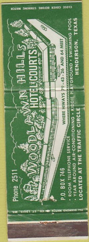 Matchbook Cover - Woodlawn Hill Hotel Henderson TX