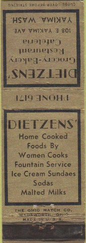 Matchbook Cover - Dietzens Grocery Bakery Yakima WA