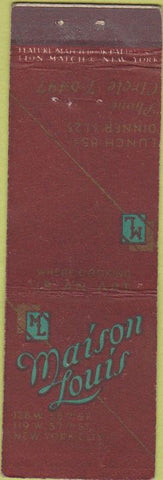 Matchbook Cover - Maison Louis Restaurant New York NY Feature LONG