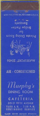 Matchbook Cover - Murphy's Cafeteria no town