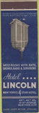 Matchbook Cover - Hotel Lincoln New York City NY