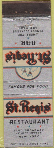 Matchbook Cover - St Regis Restaurant New York City NY