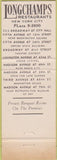 Matchbook Cover - Longchamps Restaurant New York City NY