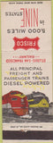 Matchbook Cover - Frisco 5000 Miles Diesel Trains 9 States
