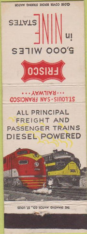 Matchbook Cover - Frisco 5000 Miles Diesel Trains 9 States
