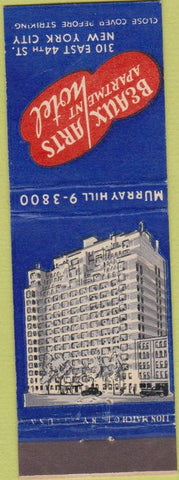 Matchbook Cover - Beaux Arts Hotel New York NY