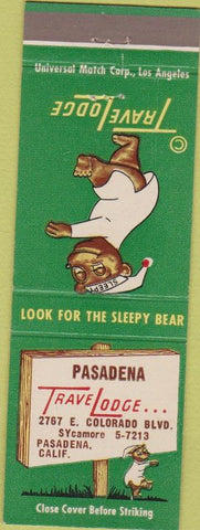 Matchbook Cover - Travel Lodge Pasadena CA motel