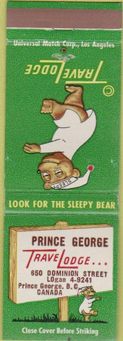 Matchbook Cover - Travel Lodge Prince George BC Canada