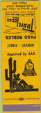 Matchbook Cover - Travel Lodge Paso Robles CA Yellow Cactus