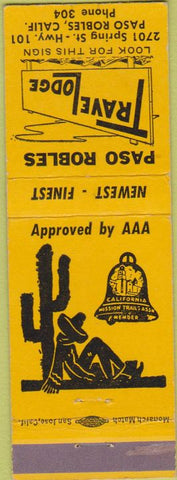 Matchbook Cover - Travel Lodge Paso Robles CA Yellow Cactus