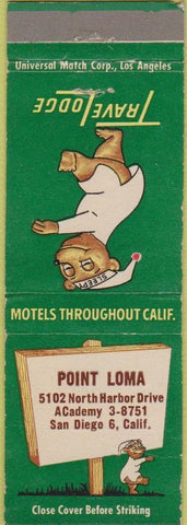 Matchbook Cover - Travel Lodge Motel Point Loma San Diego CA