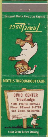 Matchbook Cover - Travel Lodge Motel San Diego CA Civic Center