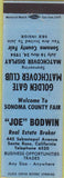 Matchbook Cover - Joe Bodwin Matchbook Sonoma Fair 1954 CA