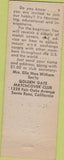 Matchbook Cover - Joe Bodwin Matchbook Sonoma Fair 1954 CA