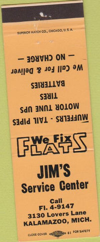 Matchbook Cover - Jim's Service Center Car Repair Kalamazoo MI