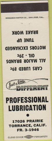 Matchbook Cover - Professional Lube Car Repair Torrance CA