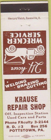 Matchbook Cover - Krause Repair Shop Pottstown PA