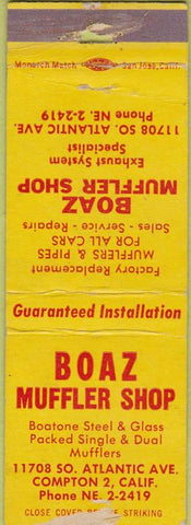 Matchbook Cover - Boaz Muffler Shop Compton CA WEAR