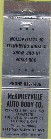 Matchbook Cover - McKinleyville Auto Body no town