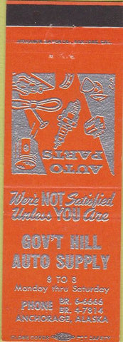 Matchbook Cover - Government Hill Auto Anchorage AK Orange