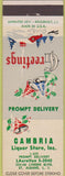 Matchbook Cover - Cambria Liquor Store St Albans LI NY Xmas