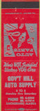 Matchbook Cover - Government Hill Auto Anchorage AK Red