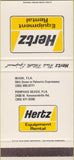 Matchbook Cover - Hertz Rental Equipment Miami Pompano Beach FL SAMPLE 30 Strike