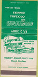 Matchbook Cover - Eugene's Dinner Reno NV 30 Strike