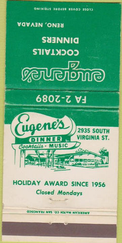 Matchbook Cover - Eugene's Dinner Reno NV 30 Strike